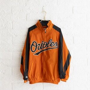 Majestic Orioles Orange and Black Jacket - Size M